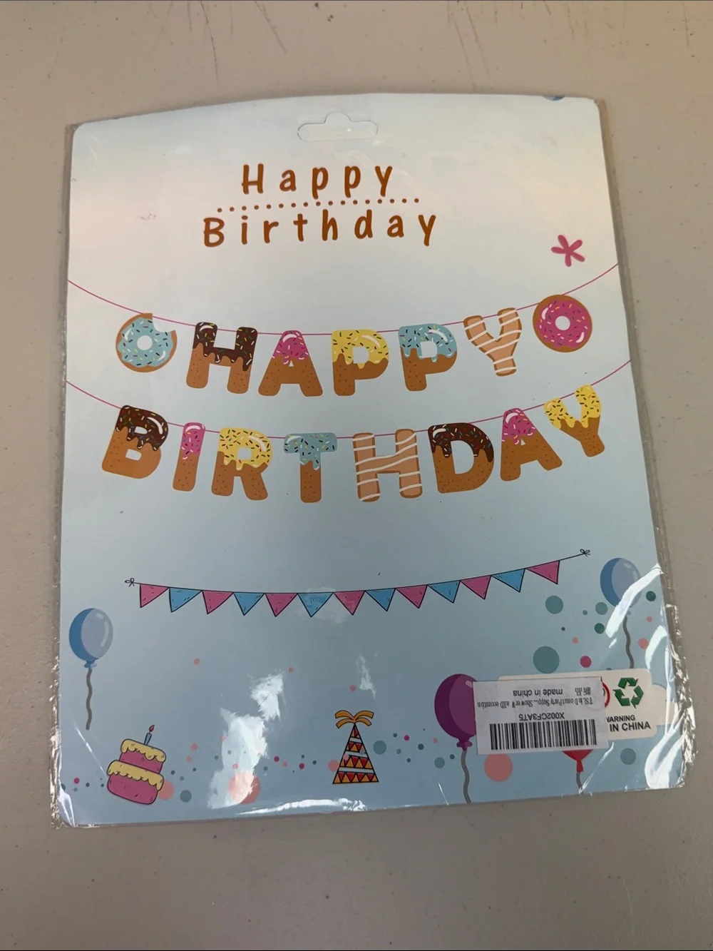 Happy Birthday Banner - Multicolor Birthday Party Garland doughnut cake new